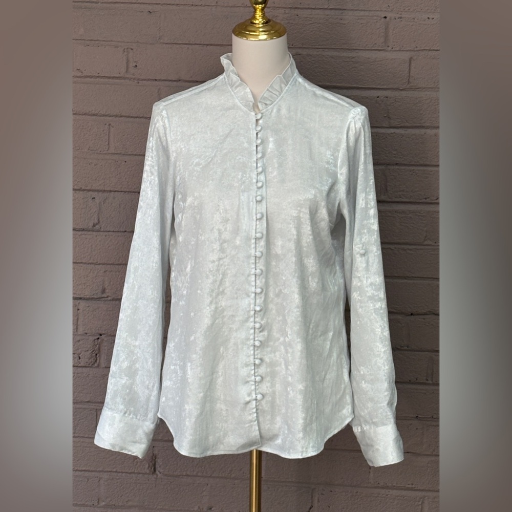 Express NWT Silver fabric blouse M